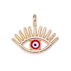 Pendentif Mauvais Œil doré avec émail rouge pour la création de bijoux DIY et colliers