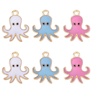 Cute Octopus Alloy Enamel Pendant DIY Jewelry Accessories Cartoon Octopus Charms For Earrings Keychain Necklace Handmade Findings