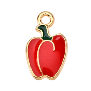 Creative red chili pepper pendant charm with colorful enamel oil drip for DIY jewelry