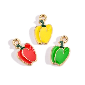 Alloy Enamel Colorful Bell Pepper DIY Charms Cute Small Vegetable Pendants For Earrings Bracelet Jewelry Making Accessories