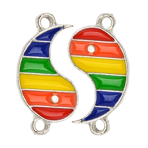 Rainbow Yin Yang Tai Chi charms in polished enamel for DIY jewelry making and necklaces