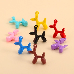 Colorful resin balloon dog charms set with hanging loops for DIY jewelry making