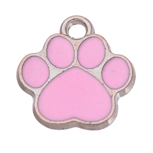 Süßer rosa Katzenpfoten-Anhänger mit poliertem Metallrahmen für DIY-Schmuckherstellung