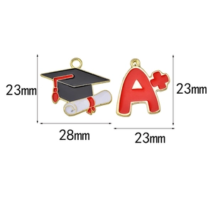 Enamel graduation cap and A+ letter charms for DIY jewelry and keychains