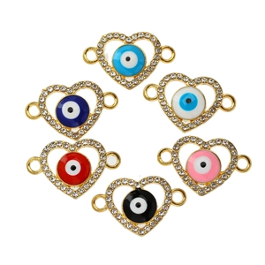 DIY Sieraden Maken Hart Boze Oog Connectoren Strass Legering Emaille Bedels Voor Ketting Armband Maken Gouden Metalen Vondsten