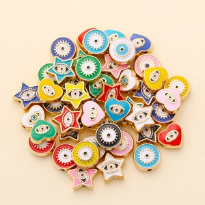 Colorful mix of heart star and round Evil Eye enamel charms for DIY jewelry making