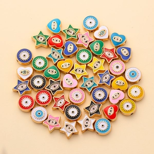 Colorful 10mm Evil Eye beads in star, heart, and round shapes for DIY jewelry making