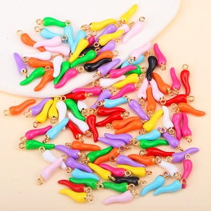 Colorful enamel chili pepper alloy charms for DIY jewelry making and keychains set