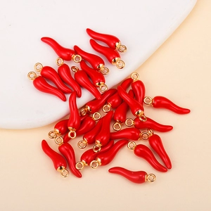 Vibrant red chili pepper charms made of alloy drip oil for DIY jewelry making and keychains