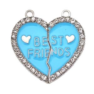Γαλάζιο μενταγιόν καρδιά Best Friends με λαμπερά στρας και φινίρισμα σμάλτου