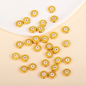 Λήψη macro από κίτρινες χάντρες σμάλτου Evil Eye για κατασκευή κοσμημάτων και βραχιολιών
