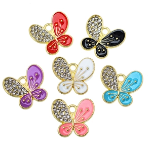 Legierung Schmetterling Emaille Strass Anhänger Für DIY Halskette Ohrring Schmuckherstellung Zubehör Bunte Schmetterling Charms