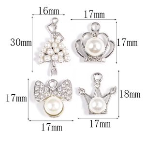 Lot de pendentifs couronnes et perles avec strass pour création de bijoux DIY