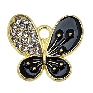 Bunter Schmetterlingsanhänger mit glitzernden Strasssteinen und Emaille für DIY-Schmuck