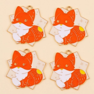 Niedliche neunschwänzige Fuchs-Emaille-Anhänger aus Legierung für DIY-Schmuckherstellung