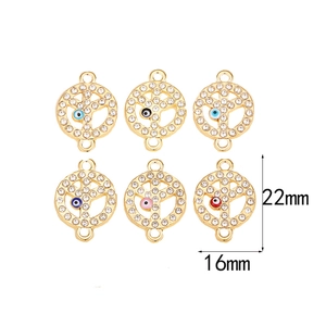 Ciondoli segno della pace malocchio turco con strass in sei colori 22mm x 16mm