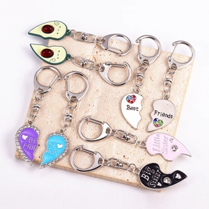 Porte-clés avocat dessin animé et pendentif cœur pour meilleures amies et sœurs