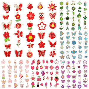 Gemischte Legierung Emaille Schmetterling Blume Tier Herz Charms Anhänger Für DIY Schmuckherstellung Halskette Armband Ohrringe Zubehör