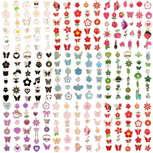 30er Set bunte Emaille Legierung Anhänger mit Schmetterlingen und Blumen für DIY Schmuck