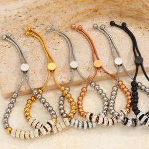 Mode Verstelbare Roestvrijstalen Kralen Armband Voor Dames Gepersonaliseerde Strass Ingelegd Slangenketting Minimalistische Sieraden Cadeau
