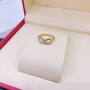 18K gold plated infinity ring with micro-paved crystals and elegant jewelry gift box