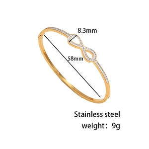 18K gold plated stainless steel infinity bracelet with crystals for women jewelry
