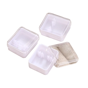 Mini scatola portagioie in plastica bianca con coperchio per orecchini e minuterie