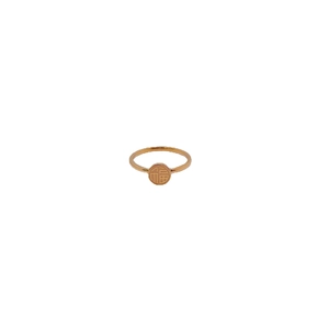 18K gold-plated titanium steel ring with lucky Fu character on a round plate