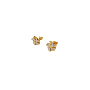 Elegant rotating windmill earrings in 18K gold plated titanium with white zircons