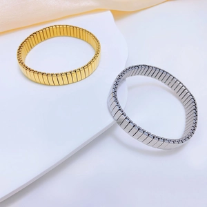 Minimalistischer Edelstahl Elastischer Armreif Im Uhrenarmband Stil Gold Silber Galvanisiert Flexibles Armband Damen Schmuck