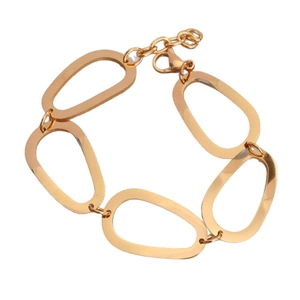 Bracelet chaîne à maillons ovales dorés style punk avec fermoir mousqueton réglable