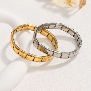 Pulseras de dijes italianas en oro y plata con eslabones modulares de acero inoxidable