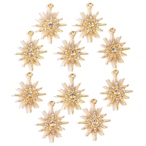 Lot de 10 pendentifs fleurs de soleil dorés avec cristaux pour bijoux DIY
