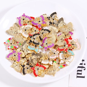 Colorful rhinestone butterfly alloy charms for DIY jewelry making and necklace pendants