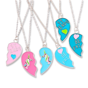 Magnetische BFF-hartkettingen set met regenboogvlinder en eenhoorn hangers voor vriendinnen
