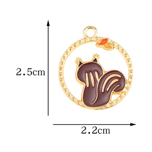 Pendentif écureuil en émail et alliage doré pour la fabrication de bijoux DIY, 2,5cm