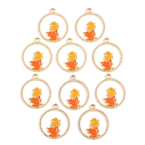 Détail de 10 pendentifs feuille d'érable en alliage doré avec émail pour bijoux DIY