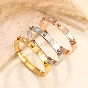 Eleganter Edelstahl Kleeblatt Armreif Mit Perlmutt Einlage Gold Roségold Klappschmuck Für Damen