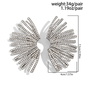 Vue détaillée de boucles d'oreilles strass avec hauteur de 7,5cm et poids de 34g