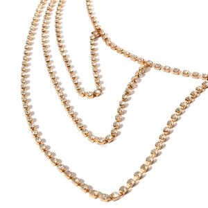 Exquisite gold layered body chain jewelry with multi-row square-cut crystal tassels