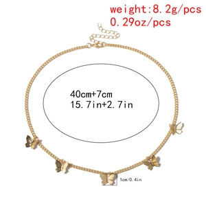 Detailed view of gold butterfly choker with dimensions and 8.2g weight measurement