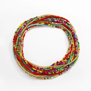 Handmade colorful glass seed bead body chain set for women multi-layered waist jewelry