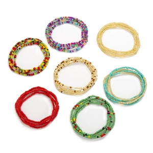 Colorful multilayer handmade beaded body chain and waist jewelry set for women