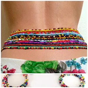 Bohemian Colorful Glass Seed Beads Waist Chain For Women Handmade Multilayer Sexy Summer Beach Body Jewelry Waist Beads Accessory