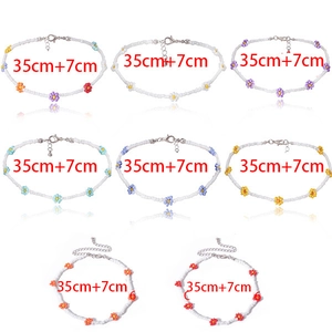 Gargantilla bohemia de cuentas con margaritas de colores y cadena ajustable de 35cm
