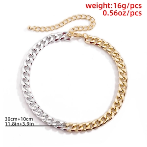 Chunky gold and silver mixed chain link necklace with lobster clasp and extension