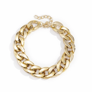 Collier chaîne dorée punk avec grands maillons ovales emboîtés et fermoir ajustable