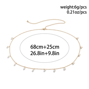 Dettaglio catena in oro con perle per vita con specifiche di 68cm di lunghezza e 6g