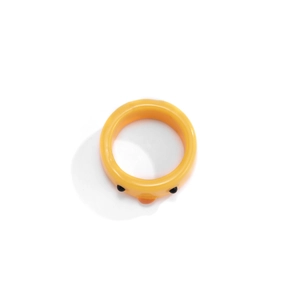 Minimalistischer 3D-Entenring aus gelbem Harz mit rundem Band und süßem Tierdesign
