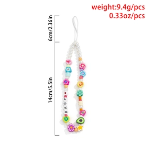 Colorful acrylic fruit beaded phone lanyard with BABY letter charms and avocado beads